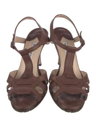 Manolo Blahnik Leather T-Strap Sandals