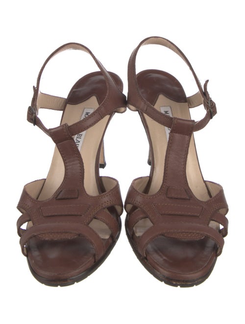 Manolo Blahnik Leather T-Strap Sandals