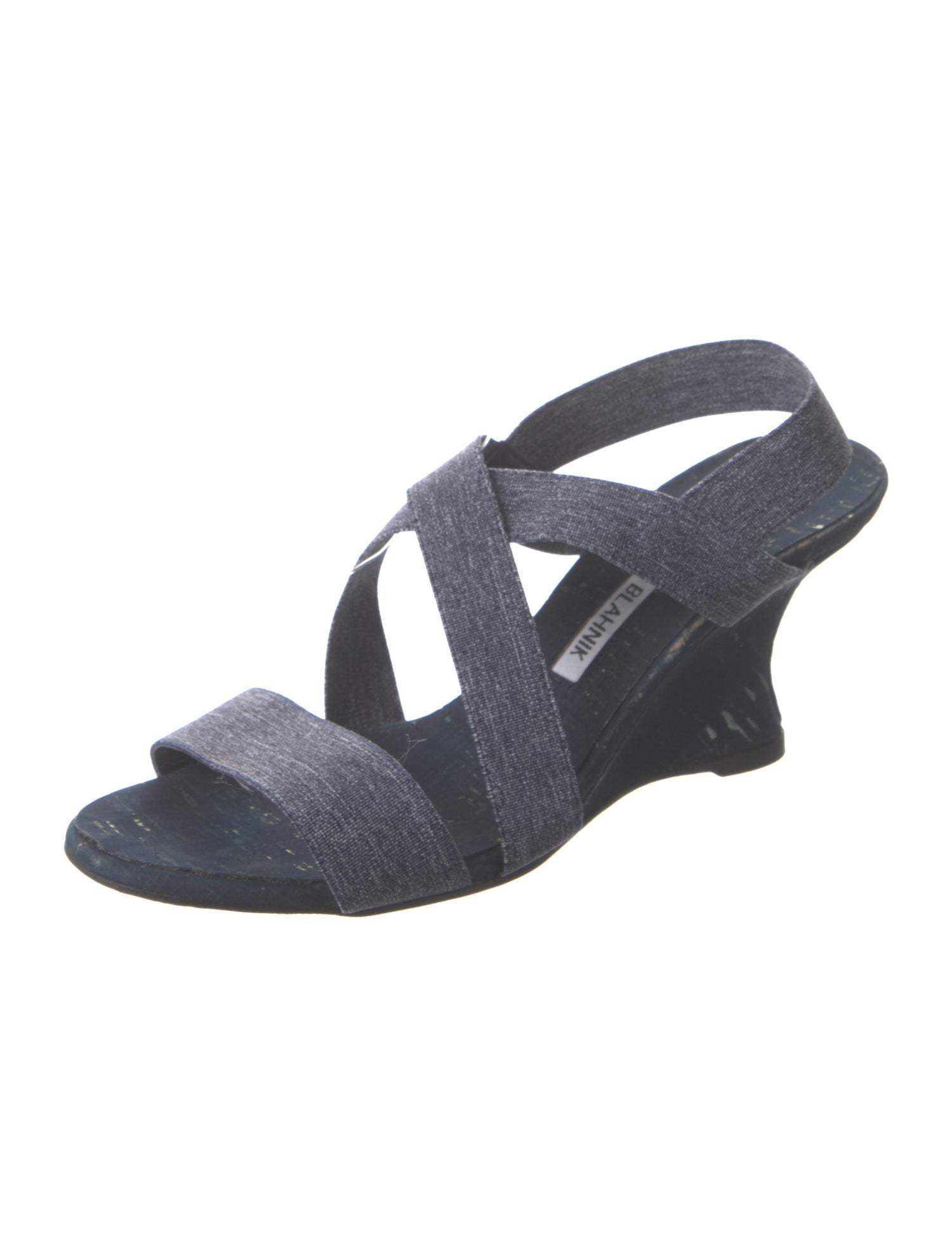 Manolo Blahnik Denim Slingback Sandals