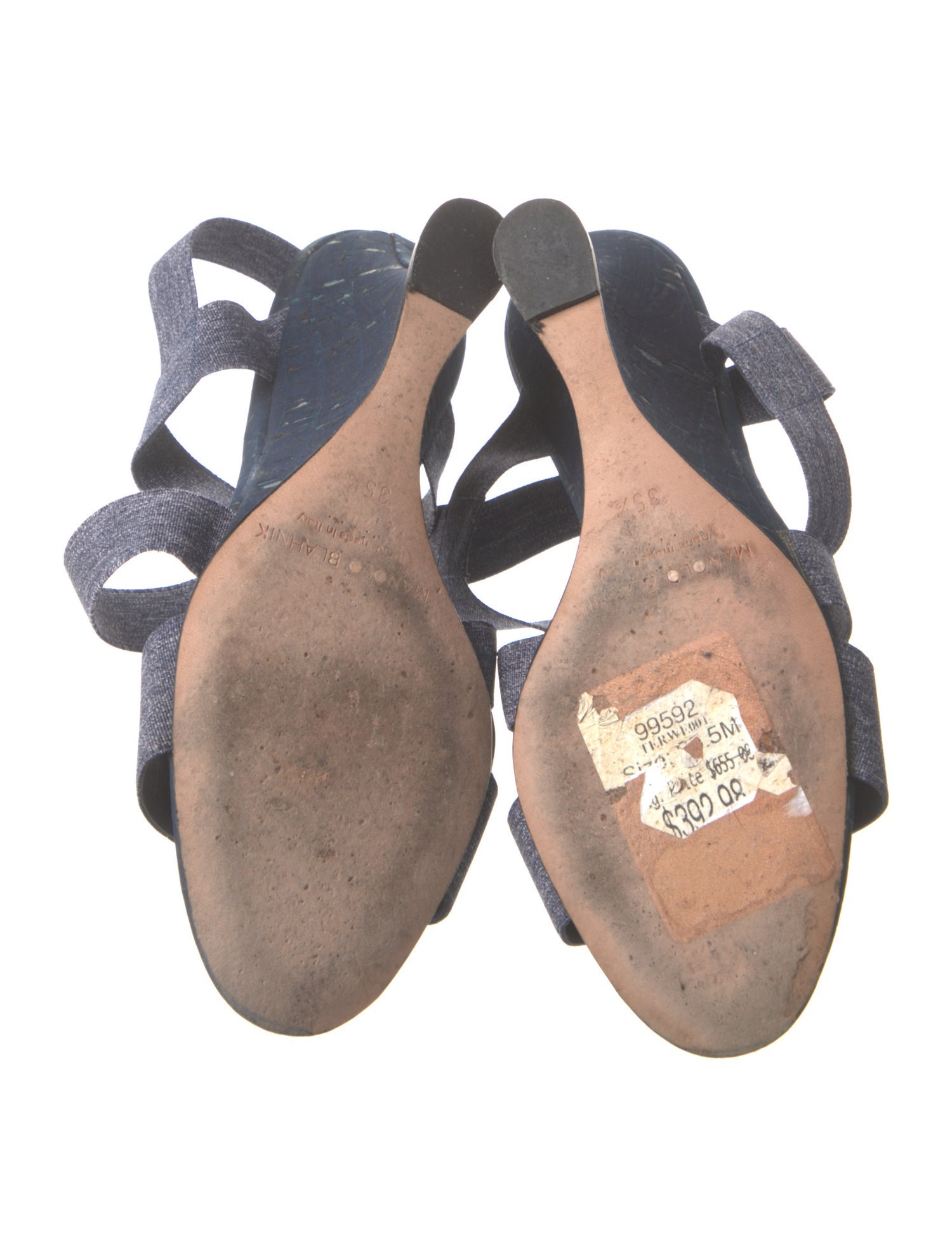 Manolo Blahnik Denim Slingback Sandals