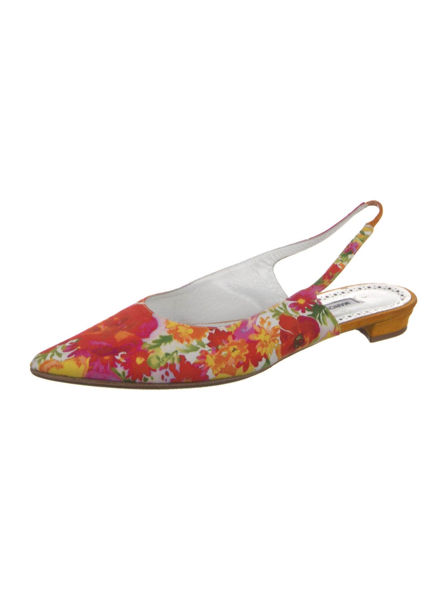 Manolo Blahnik Floral Print Slingback Flats