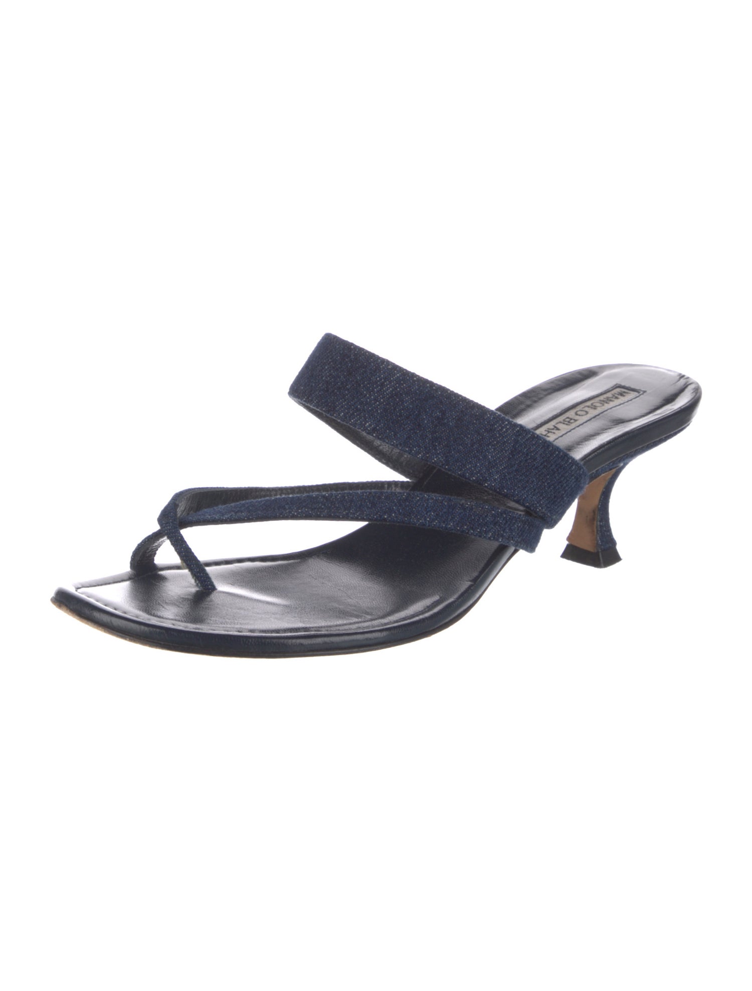 Manolo Blahnik Denim Slides