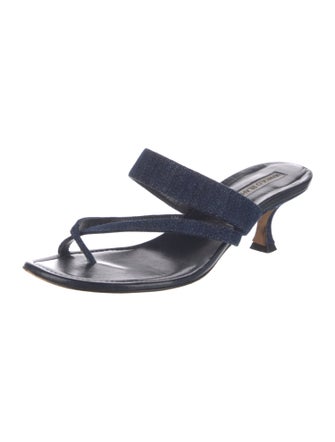 Manolo Blahnik Denim Slides