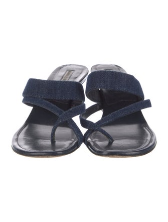 Manolo Blahnik Denim Slides