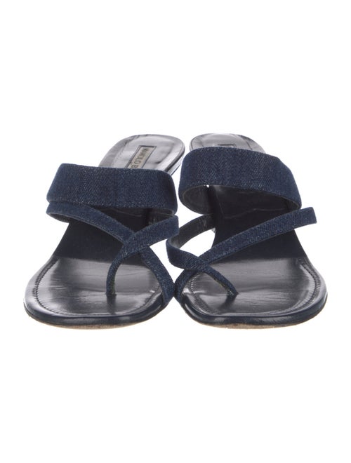 Manolo Blahnik Denim Slides