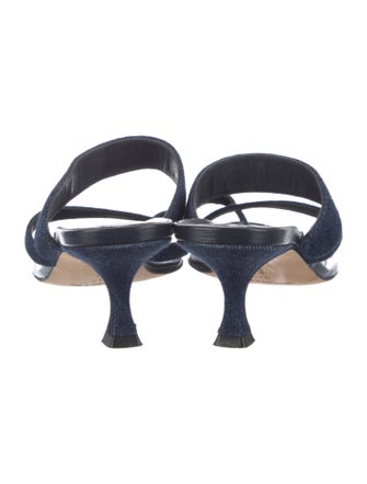 Manolo Blahnik Denim Slides