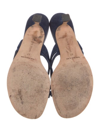Manolo Blahnik Denim Slides