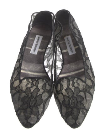 Manolo Blahnik Lace Lace Pattern Flats