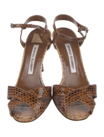 Manolo Blahnik Snakeskin Animal Print Sandals