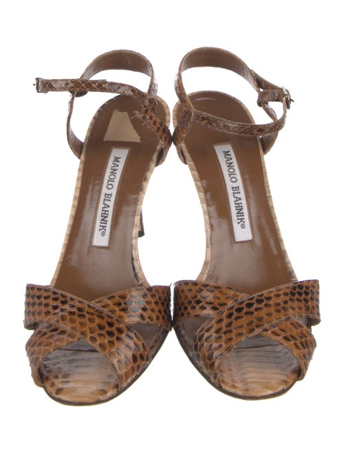 Manolo Blahnik Snakeskin Animal Print Sandals