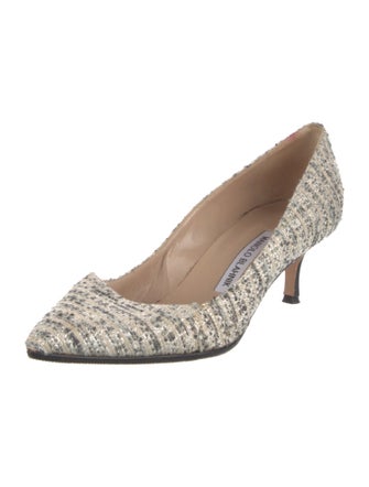Manolo Blahnik Tweed Tweed Pattern Pumps