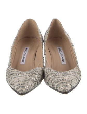 Manolo Blahnik Tweed Tweed Pattern Pumps