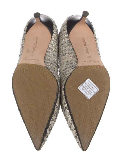 Manolo Blahnik Tweed Tweed Pattern Pumps
