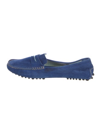 Manolo Blahnik Suede Whipstitch Trim Loafers