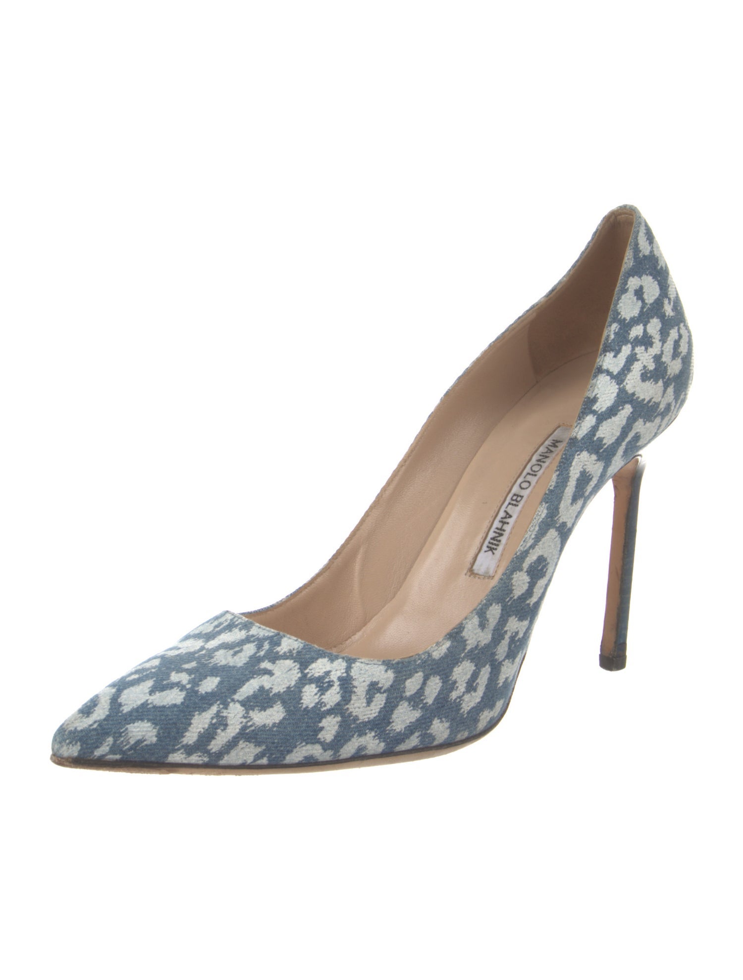 Manolo Blahnik Denim Printed Pumps
