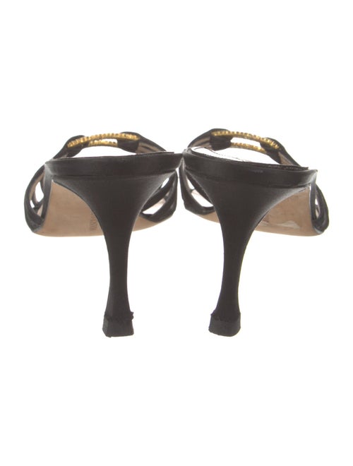 Manolo Blahnik Satin Crystal Embellishments Slides