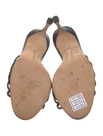 Manolo Blahnik Satin Crystal Embellishments Slides