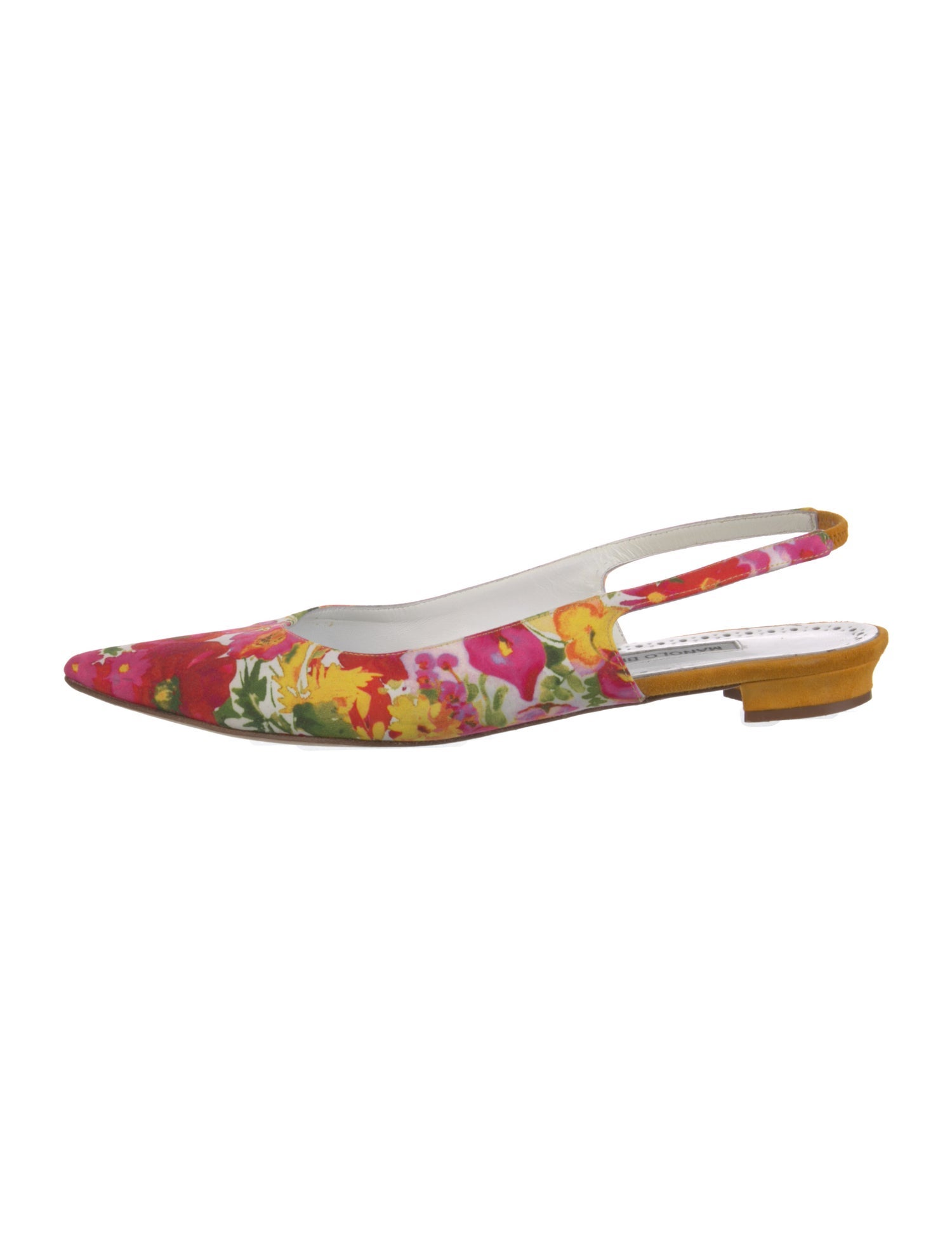 Manolo Blahnik Floral Print Slingback Flats