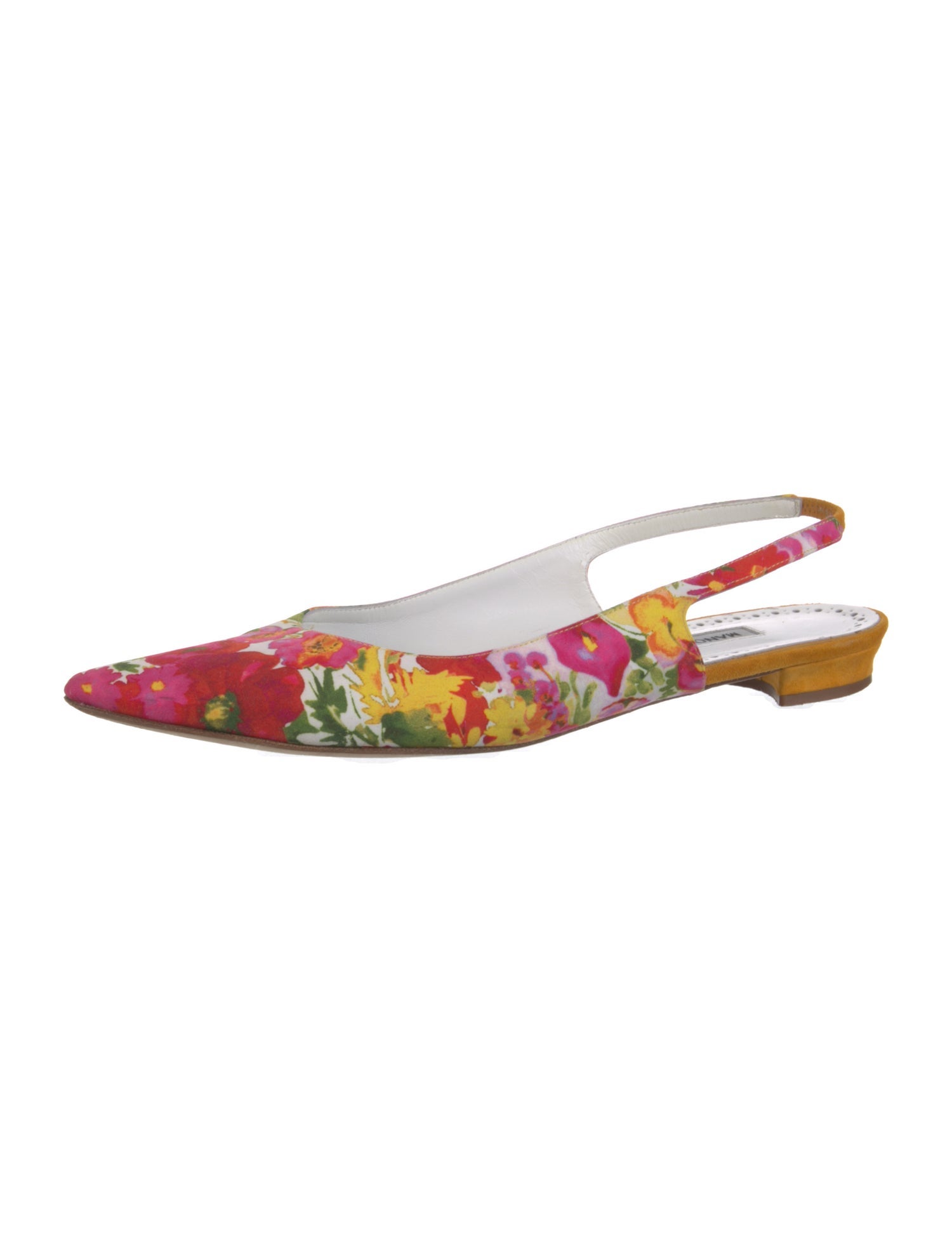 Manolo Blahnik Floral Print Slingback Flats