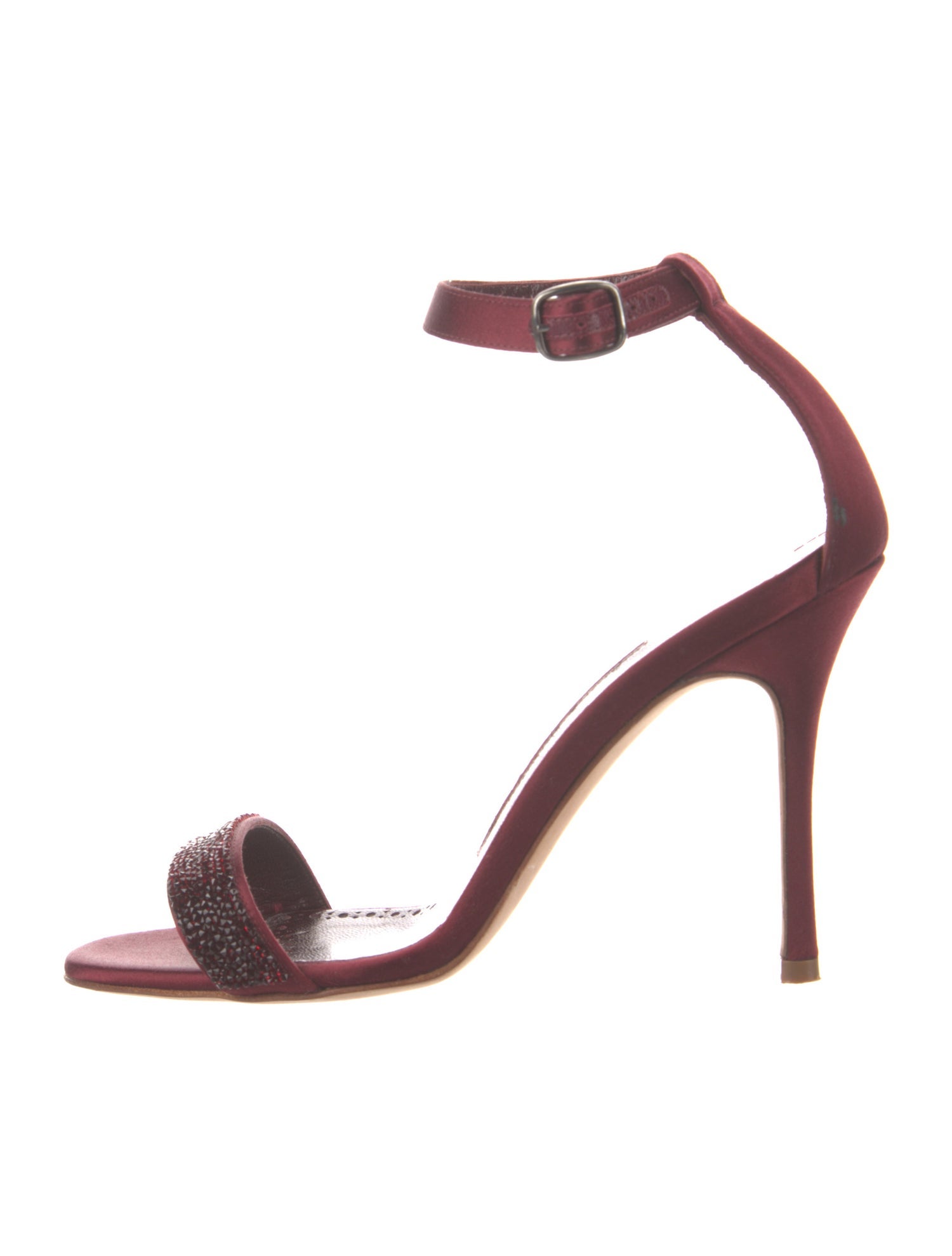 Manolo Blahnik Satin Crystal Embellishments Sandals