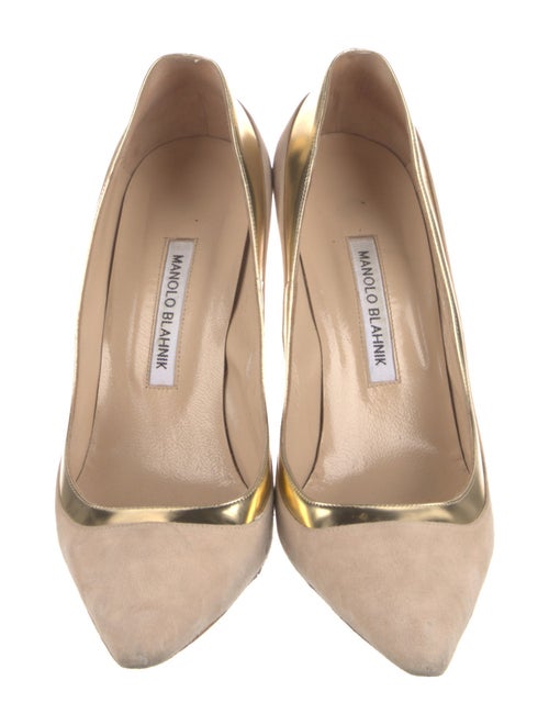 Manolo Blahnik Suede Colorblock Pattern Slingback Pumps
