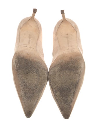 Manolo Blahnik Suede Colorblock Pattern Slingback Pumps