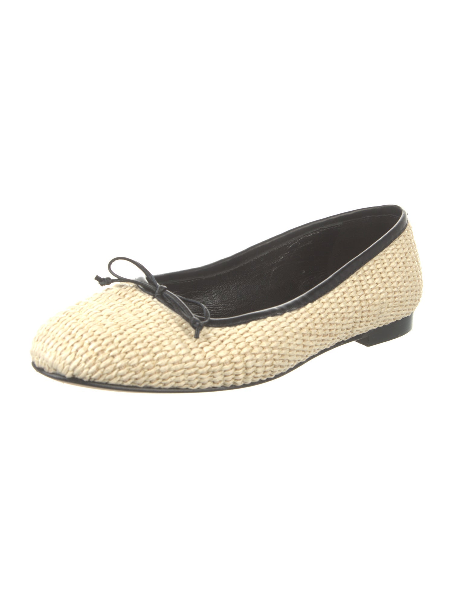Manolo Blahnik Straw Bow Accents Ballet Flats