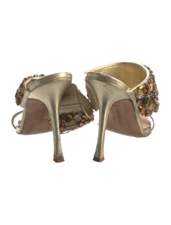 Manolo Blahnik Leather Printed Slides