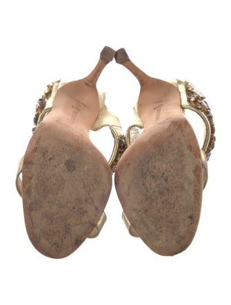 Manolo Blahnik Leather Printed Slides