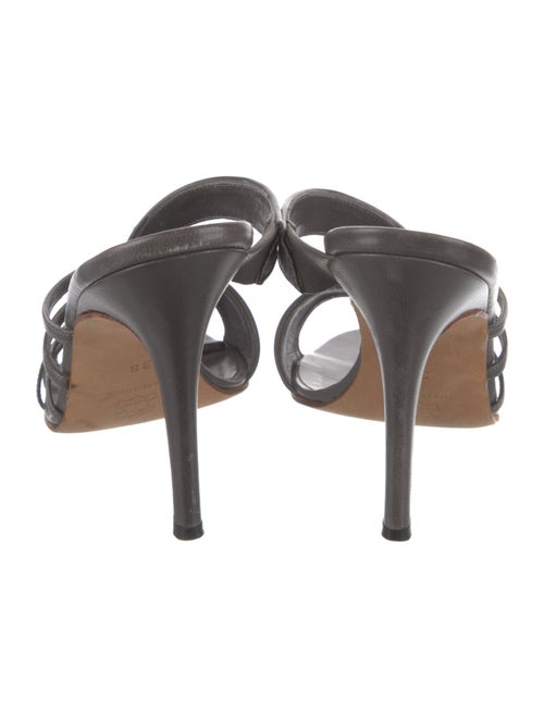 Manolo Blahnik Leather Animal Print Slides