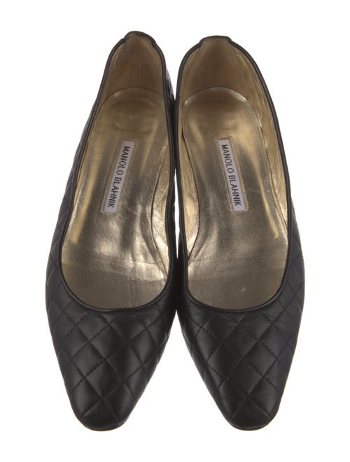 Manolo Blahnik Quilted Pattern Leather Flats