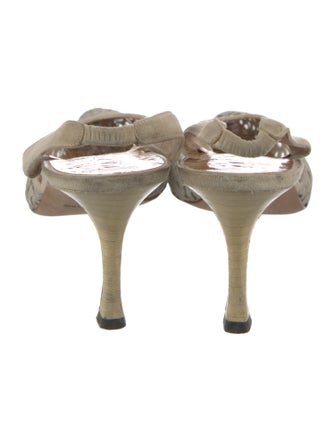 Manolo Blahnik Suede Lace Pattern Slingback Pumps