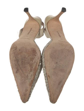 Manolo Blahnik Suede Lace Pattern Slingback Pumps