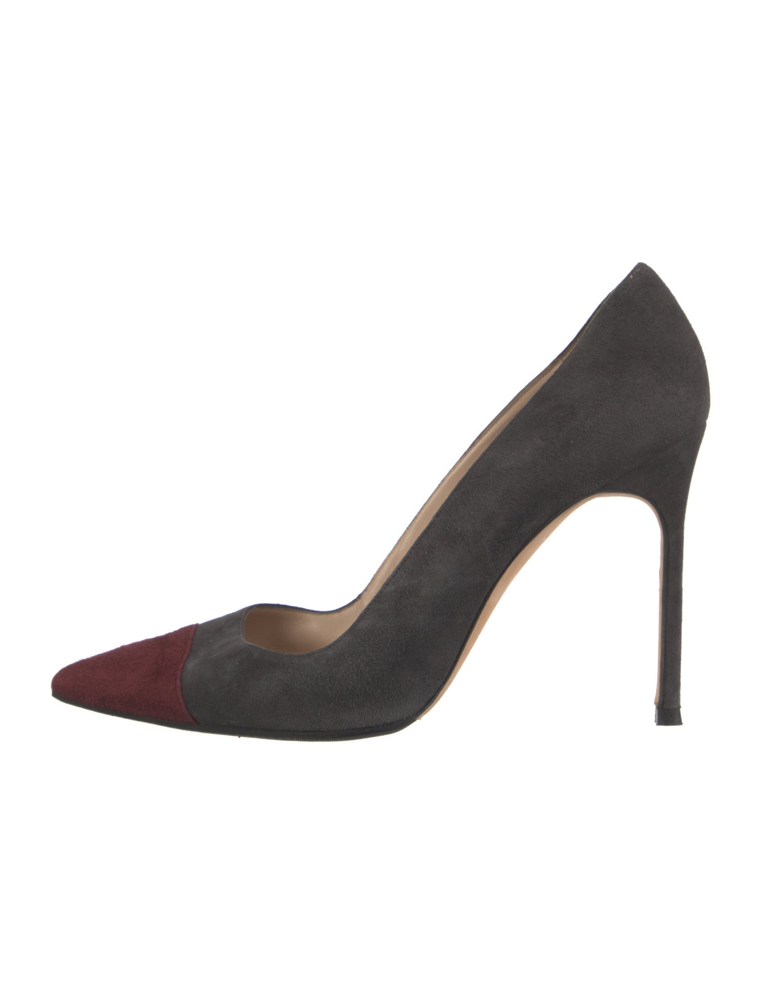 Manolo Blahnik Suede Colorblock Pattern Pumps