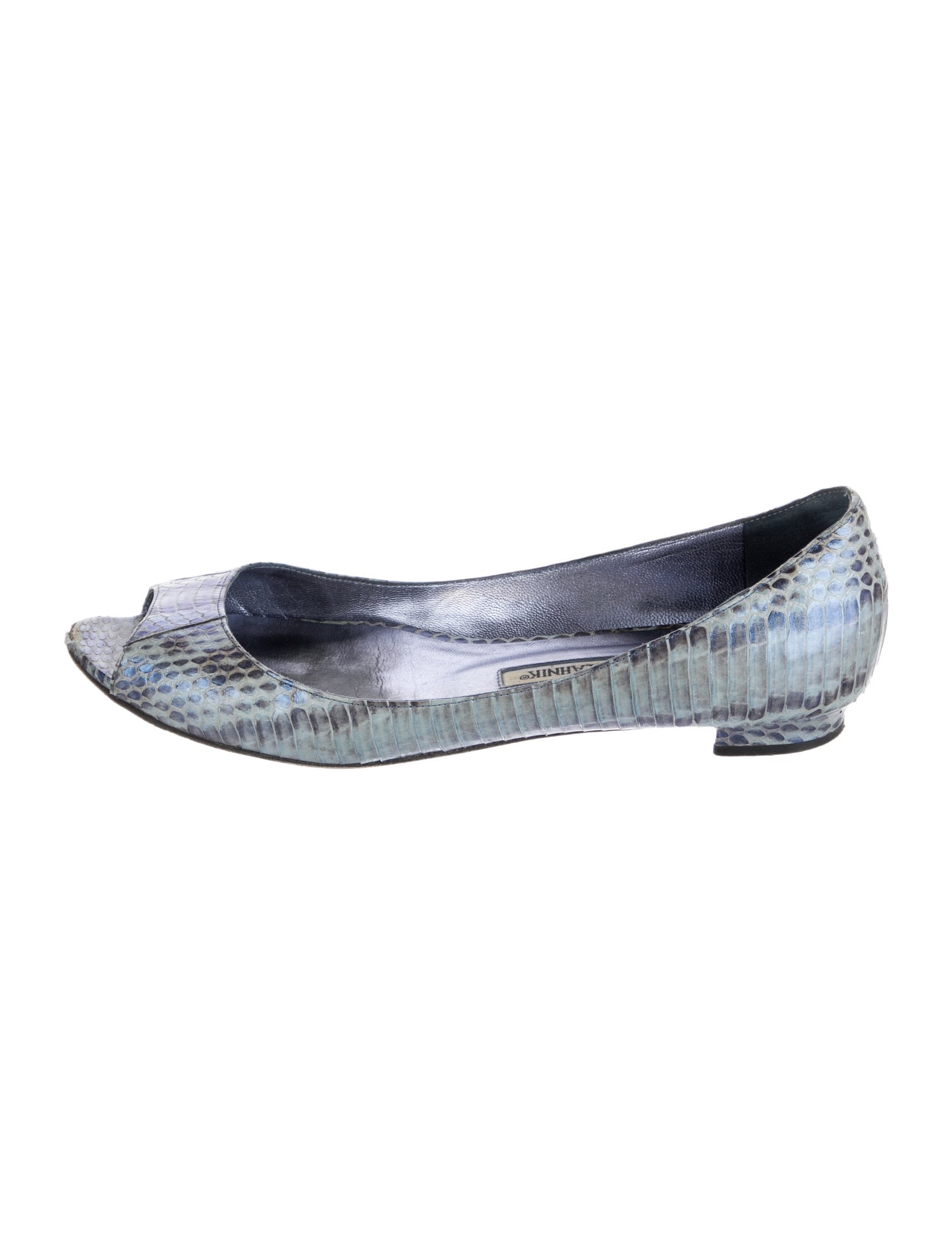 Manolo Blahnik Snakeskin Animal Print Ballet Flats
