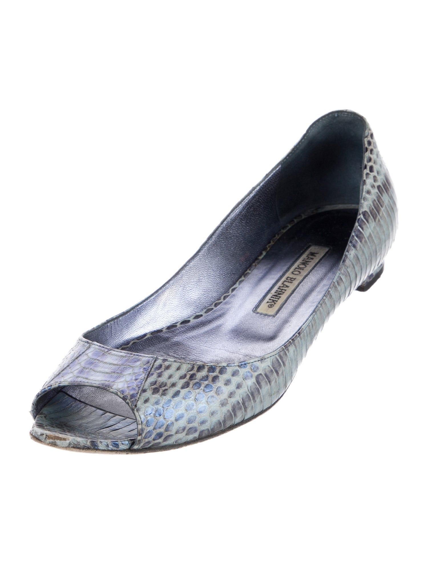 Manolo Blahnik Snakeskin Animal Print Ballet Flats