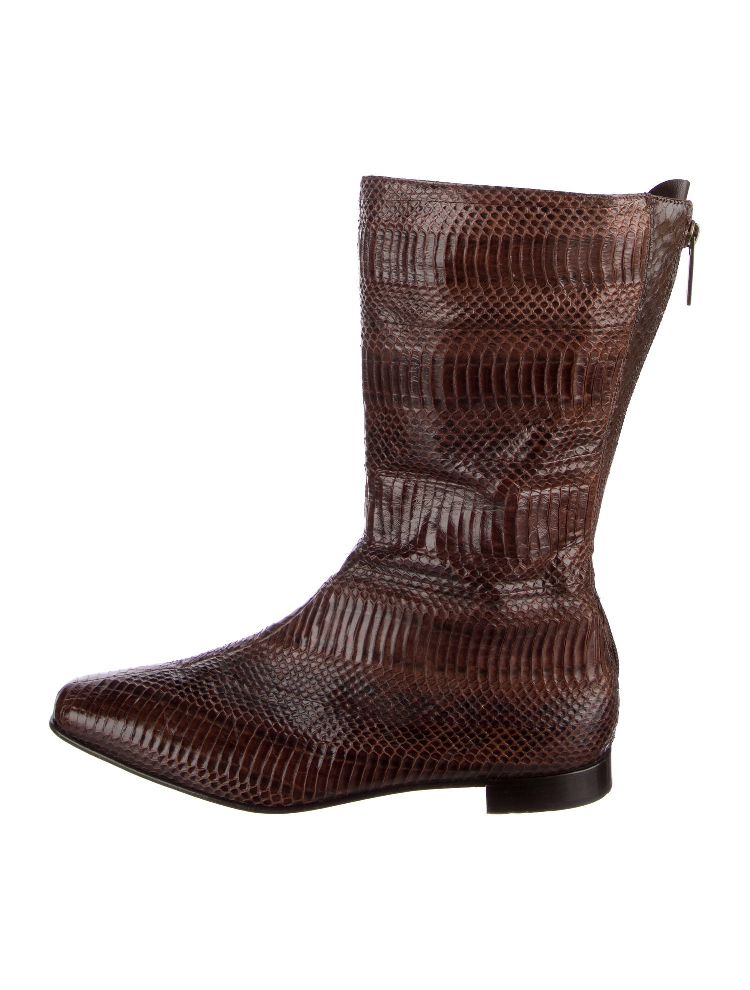 Manolo Blahnik Snakeskin Moto Boots