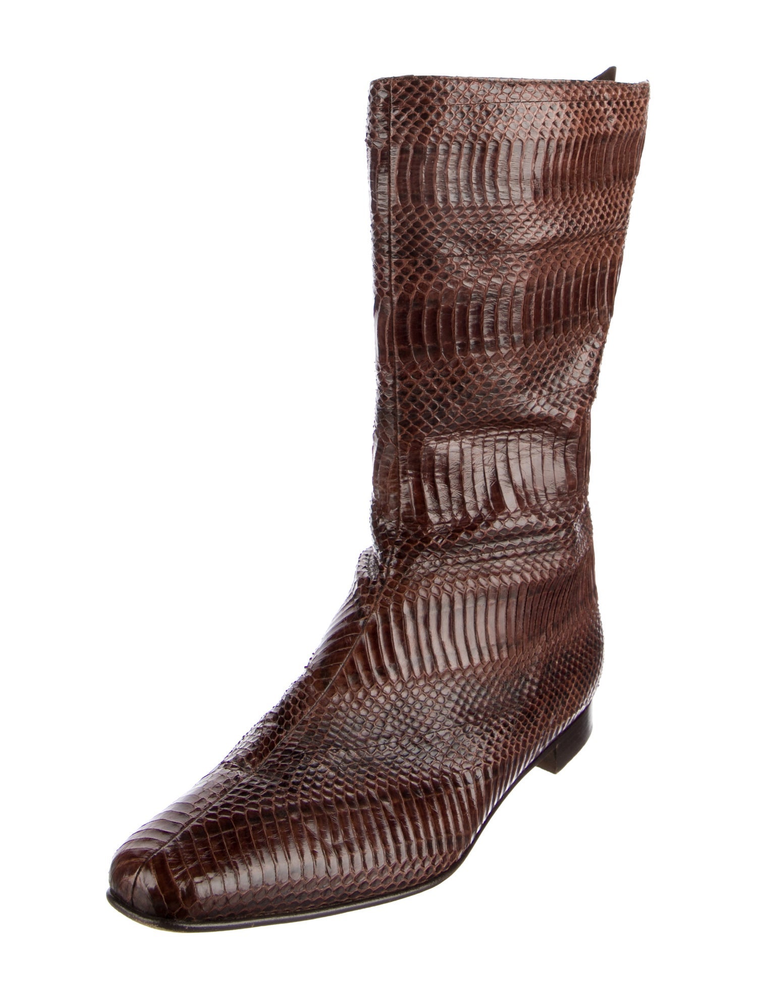 Manolo Blahnik Snakeskin Moto Boots