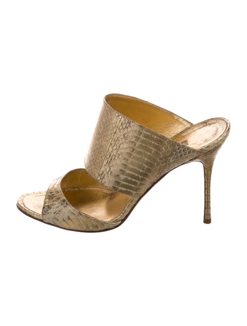Manolo Blahnik Snakeskin Animal Print Slides