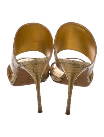 Manolo Blahnik Snakeskin Animal Print Slides