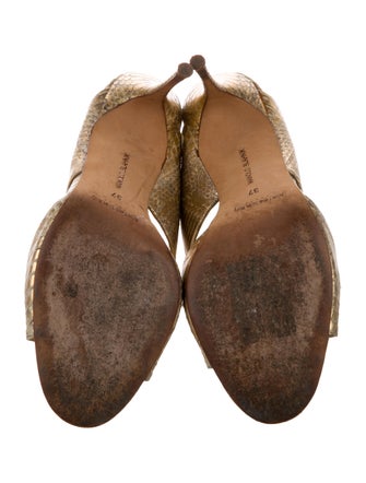 Manolo Blahnik Snakeskin Animal Print Slides