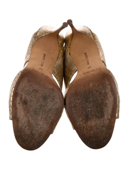 Manolo Blahnik Snakeskin Animal Print Slides