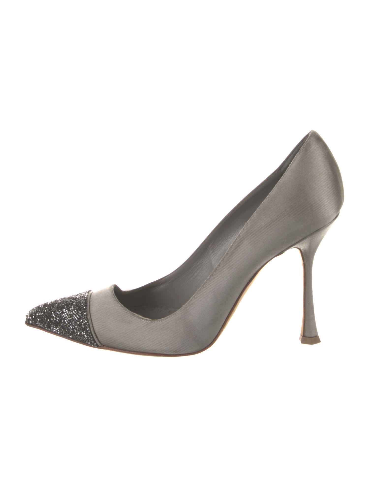 Manolo Blahnik Satin Crystal Embellishments Pumps