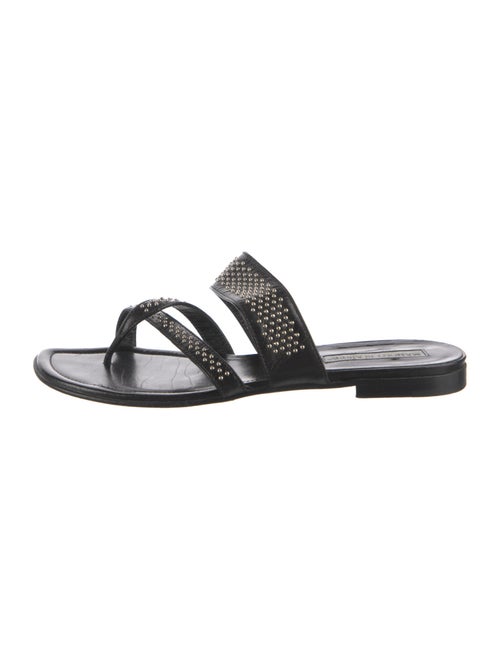 Manolo Blahnik Leather Studded Accents Slides