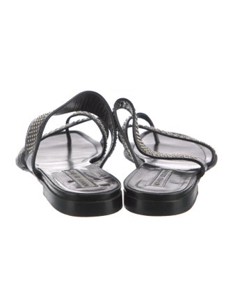 Manolo Blahnik Leather Studded Accents Slides