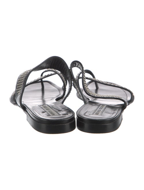 Manolo Blahnik Leather Studded Accents Slides
