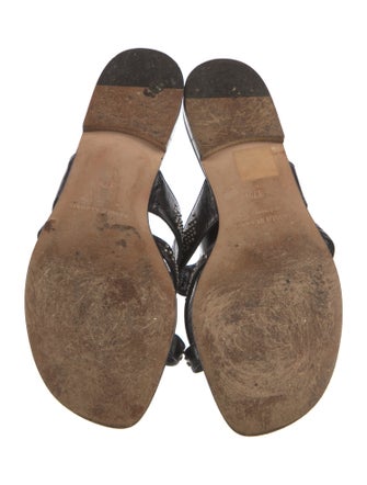 Manolo Blahnik Leather Studded Accents Slides