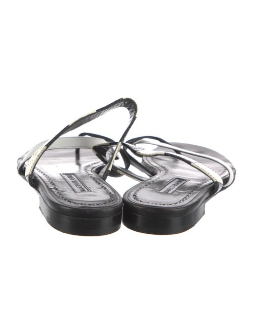 Manolo Blahnik Leather Colorblock Pattern Slides