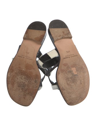 Manolo Blahnik Leather Colorblock Pattern Slides