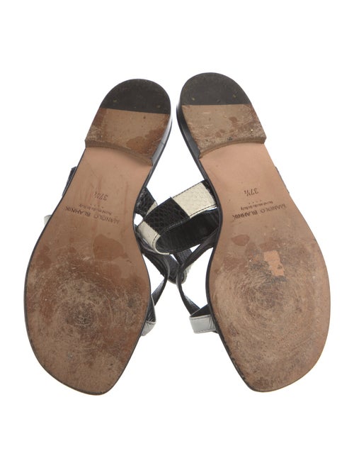 Manolo Blahnik Leather Colorblock Pattern Slides